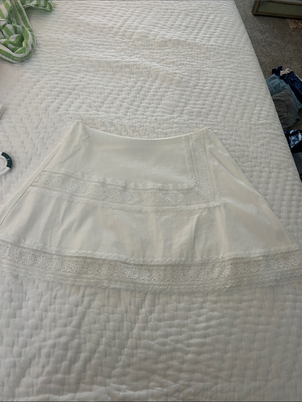 Maeve White Lace-Trim Circle Skirt